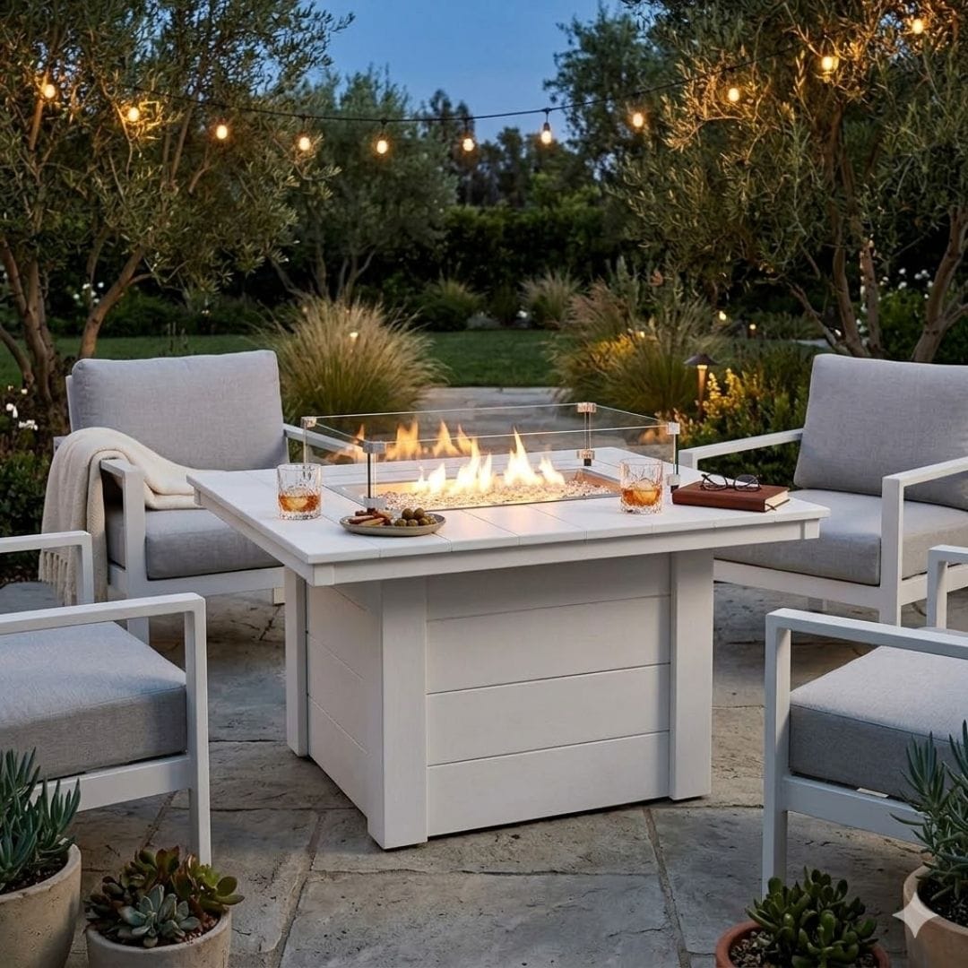 Solstice 24" Rectangle White Solstice Preston Fire Table SLT-FP24-3444C-WH