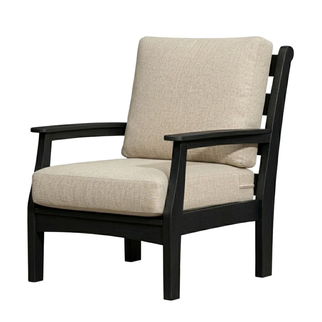 Solstice Black Solstice Mayfield Outdoor Chair with Echo Ash Cushions SLT-MAY-1S-BK-EA