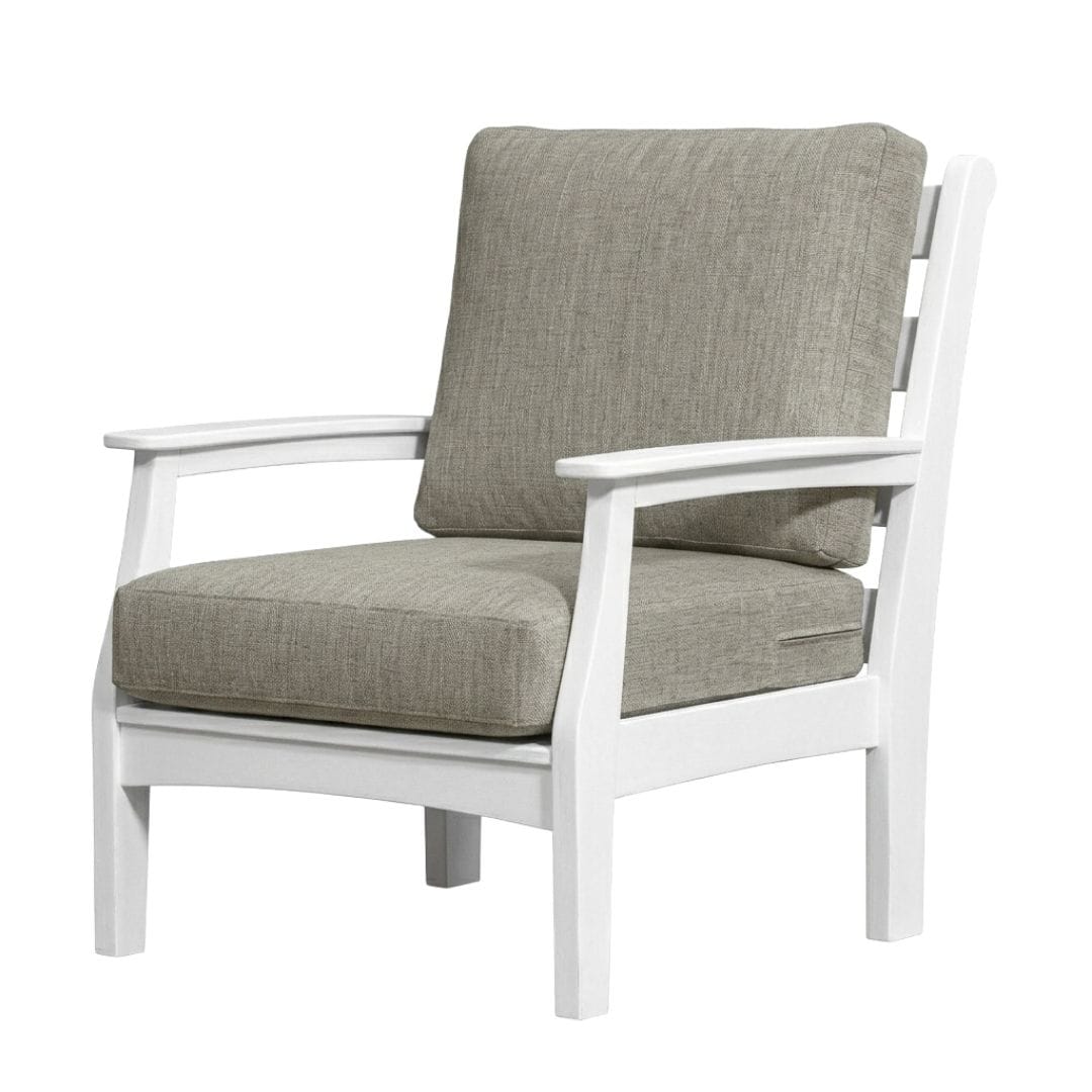 Solstice White Solstice Mayfield Outdoor Chair with Canvas Granite Cushions SLT-MAY-1S-WH-CG