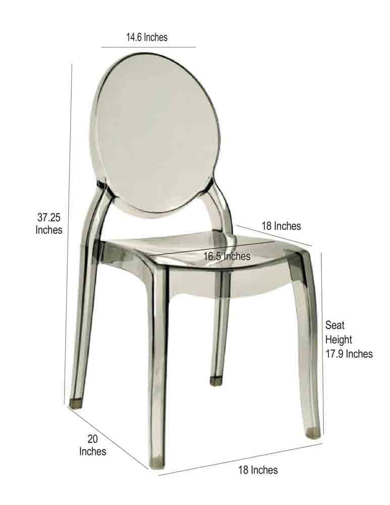 Chivari Smoke Clear Resin Oval Back Sophia Ghost Chair CGSRSM-ZG-T