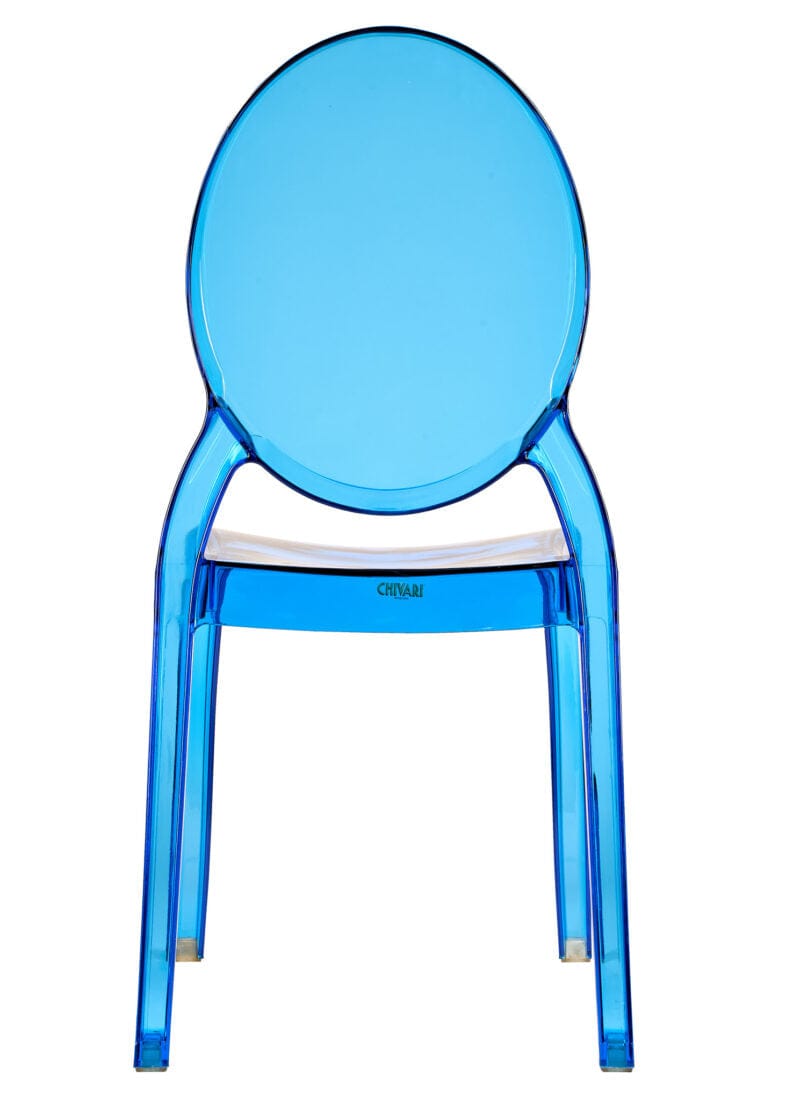 Chivari Blue Clear Resin Oval Back Sophia Ghost Chair CGSRBLU-ZG-T