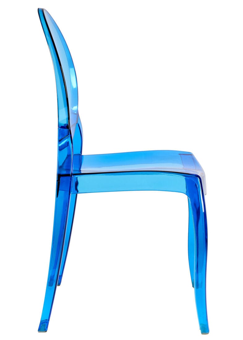 Chivari Blue Clear Resin Oval Back Sophia Ghost Chair CGSRBLU-ZG-T