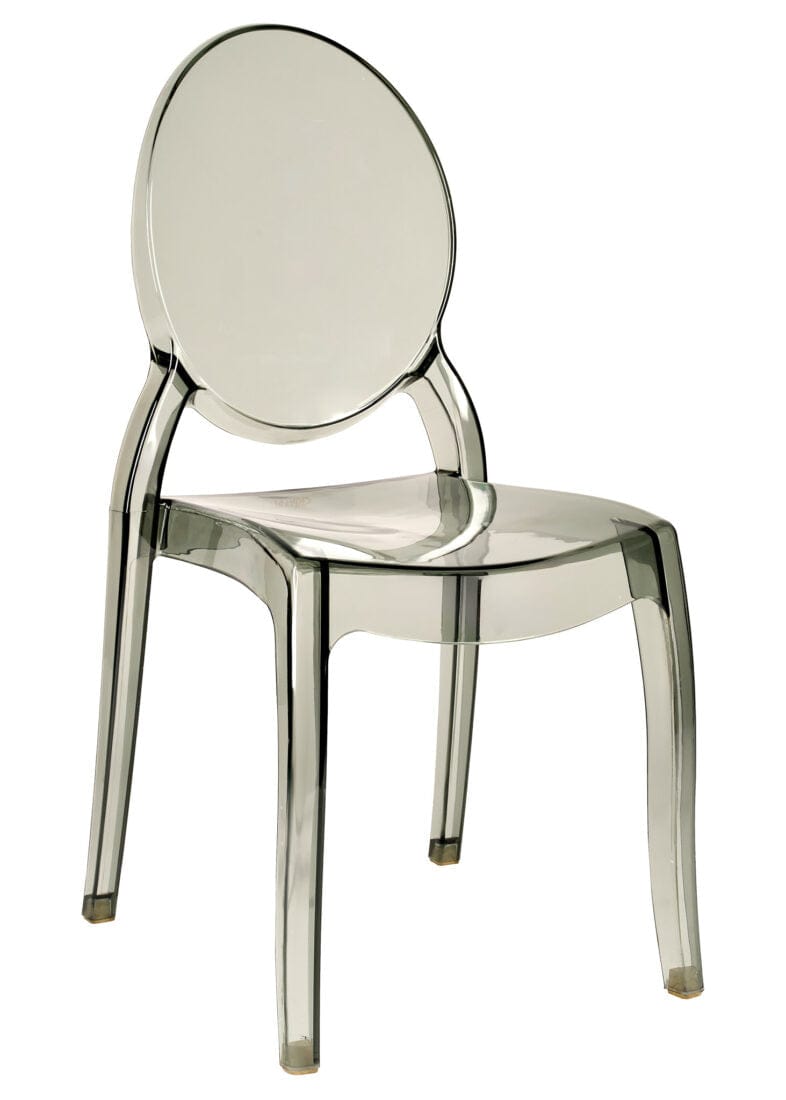 Smoke Clear Resin Oval Back Sophia Ghost Chair