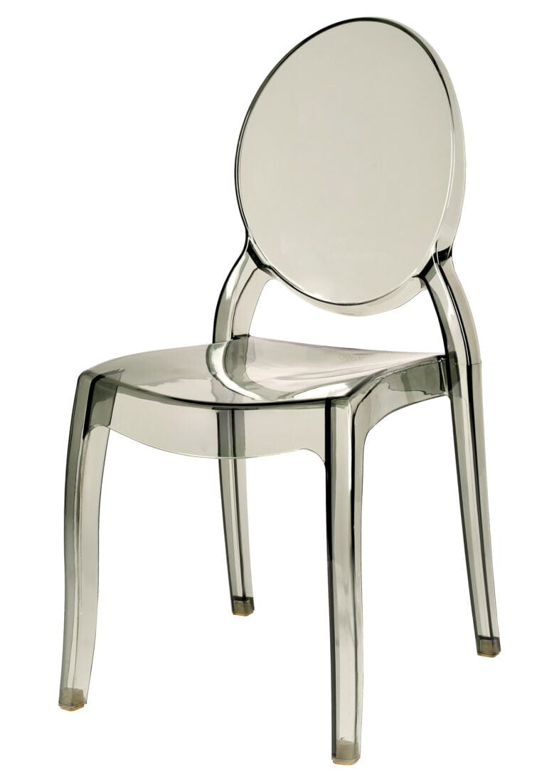 Chivari Smoke Clear Resin Oval Back Sophia Ghost Chair CGSRSM-ZG-T