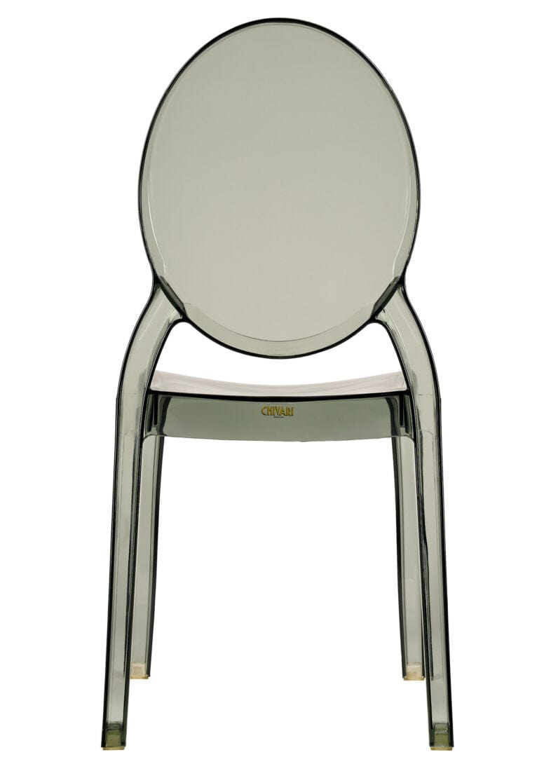 Chivari Smoke Clear Resin Oval Back Sophia Ghost Chair CGSRSM-ZG-T
