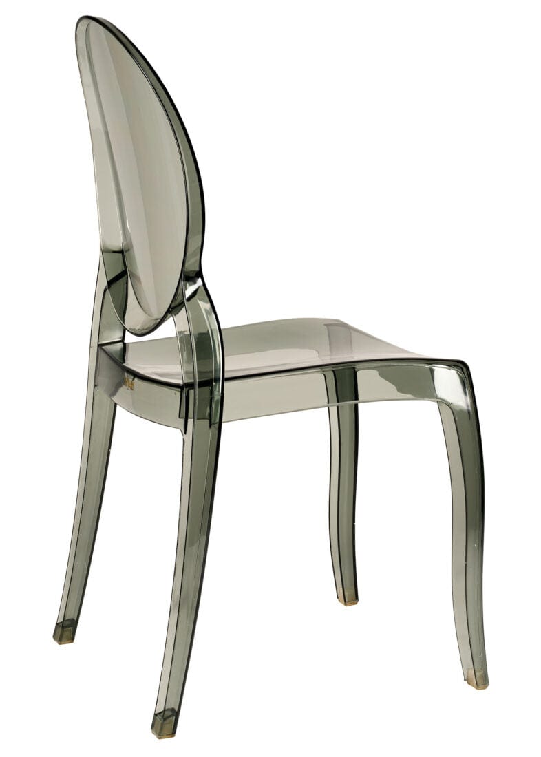 Chivari Smoke Clear Resin Oval Back Sophia Ghost Chair CGSRSM-ZG-T
