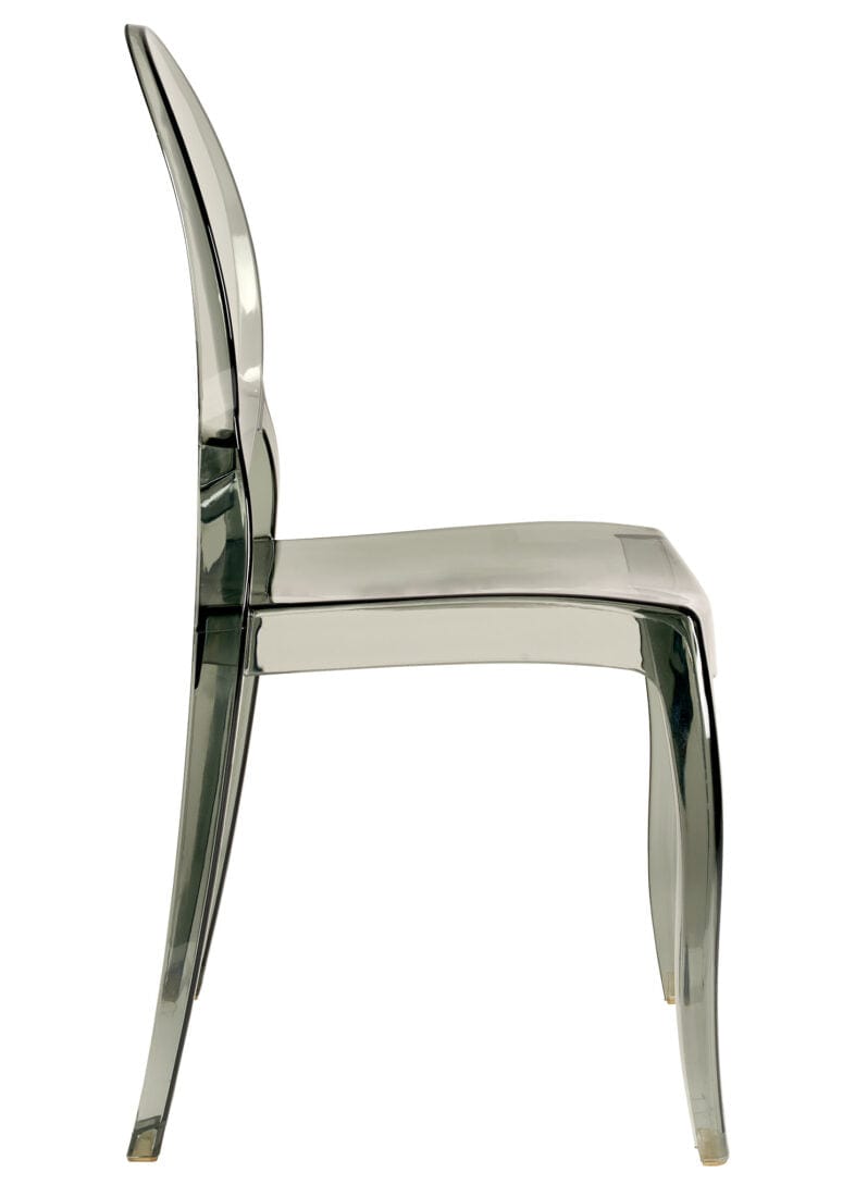 Chivari Smoke Clear Resin Oval Back Sophia Ghost Chair CGSRSM-ZG-T