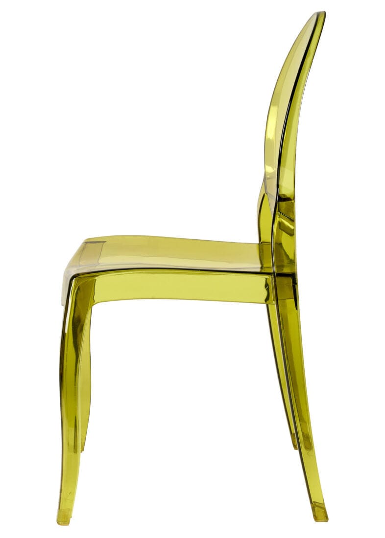 Chivari Vintage Green Clear Resin Oval Back Sophia Ghost Chair CGSRGR-ZG-T
