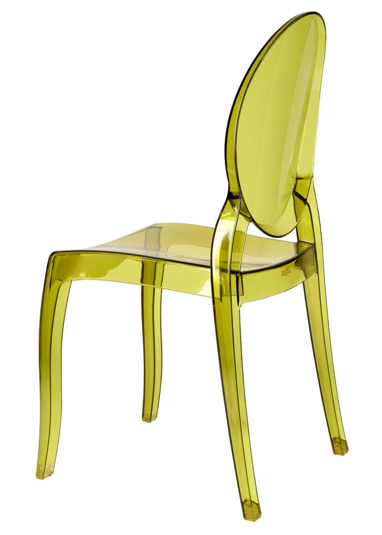Chivari Vintage Green Clear Resin Oval Back Sophia Ghost Chair CGSRGR-ZG-T