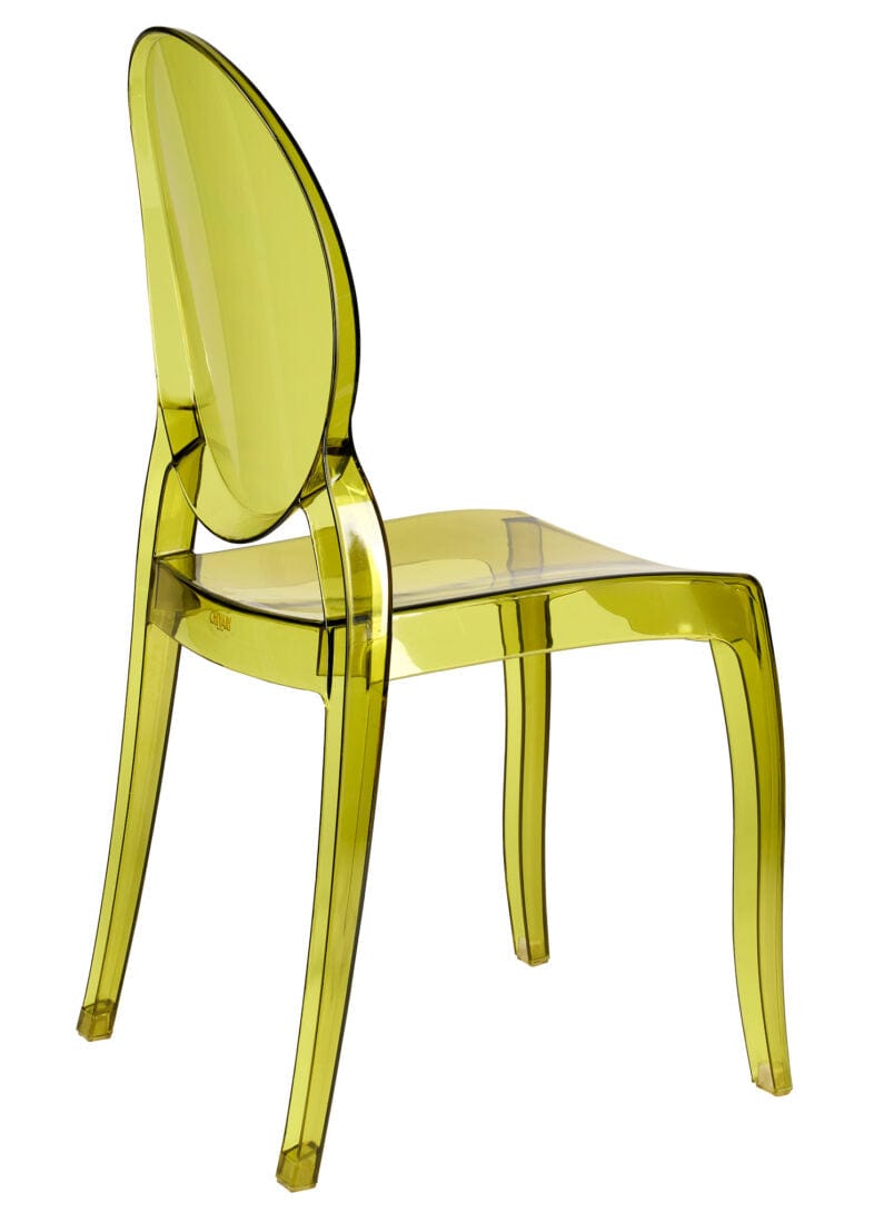 Chivari Vintage Green Clear Resin Oval Back Sophia Ghost Chair CGSRGR-ZG-T