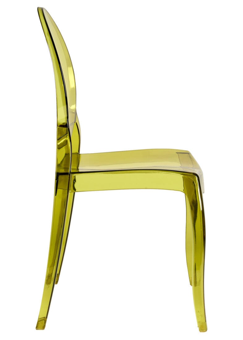Chivari Vintage Green Clear Resin Oval Back Sophia Ghost Chair CGSRGR-ZG-T