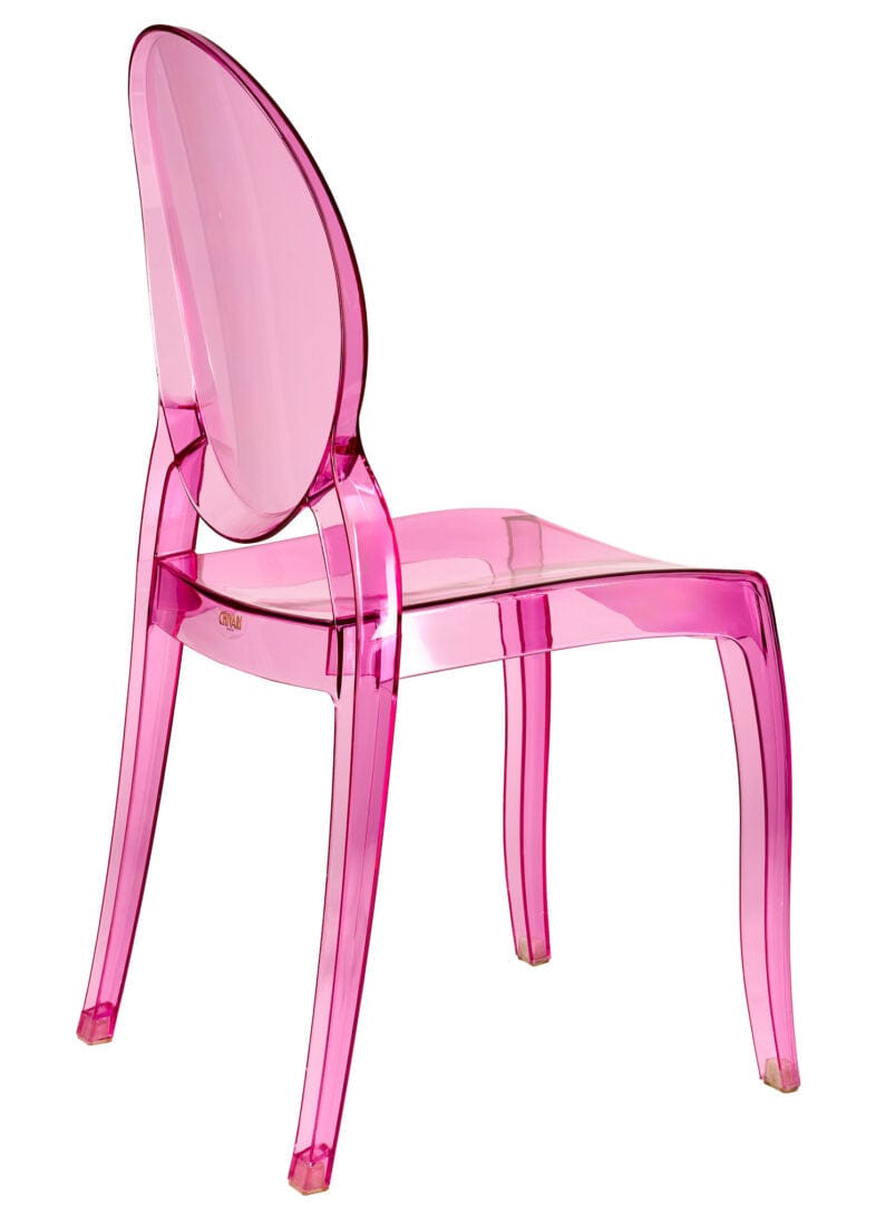 Chivari Fuchsia Clear Resin Oval Back Sophia Ghost Chair CGSRFU-ZG-T