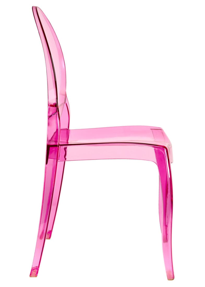 Chivari Fuchsia Clear Resin Oval Back Sophia Ghost Chair CGSRFU-ZG-T