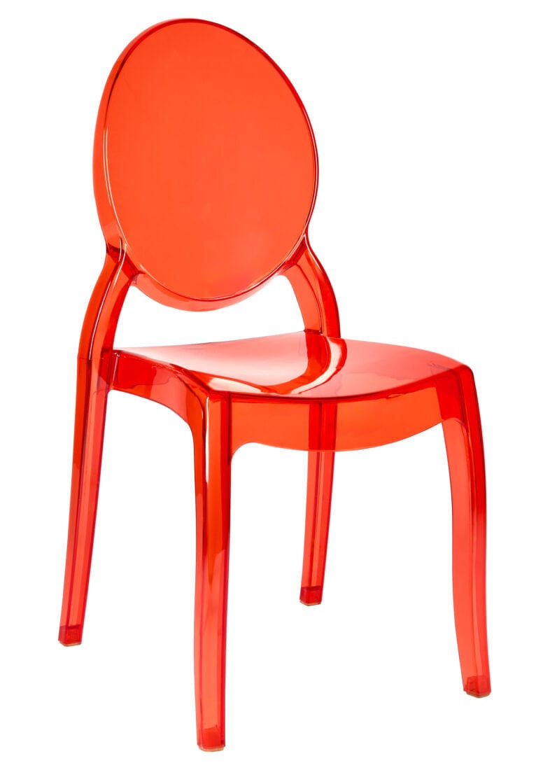 Red Clear Resin Oval Back Sophia Ghost Chair