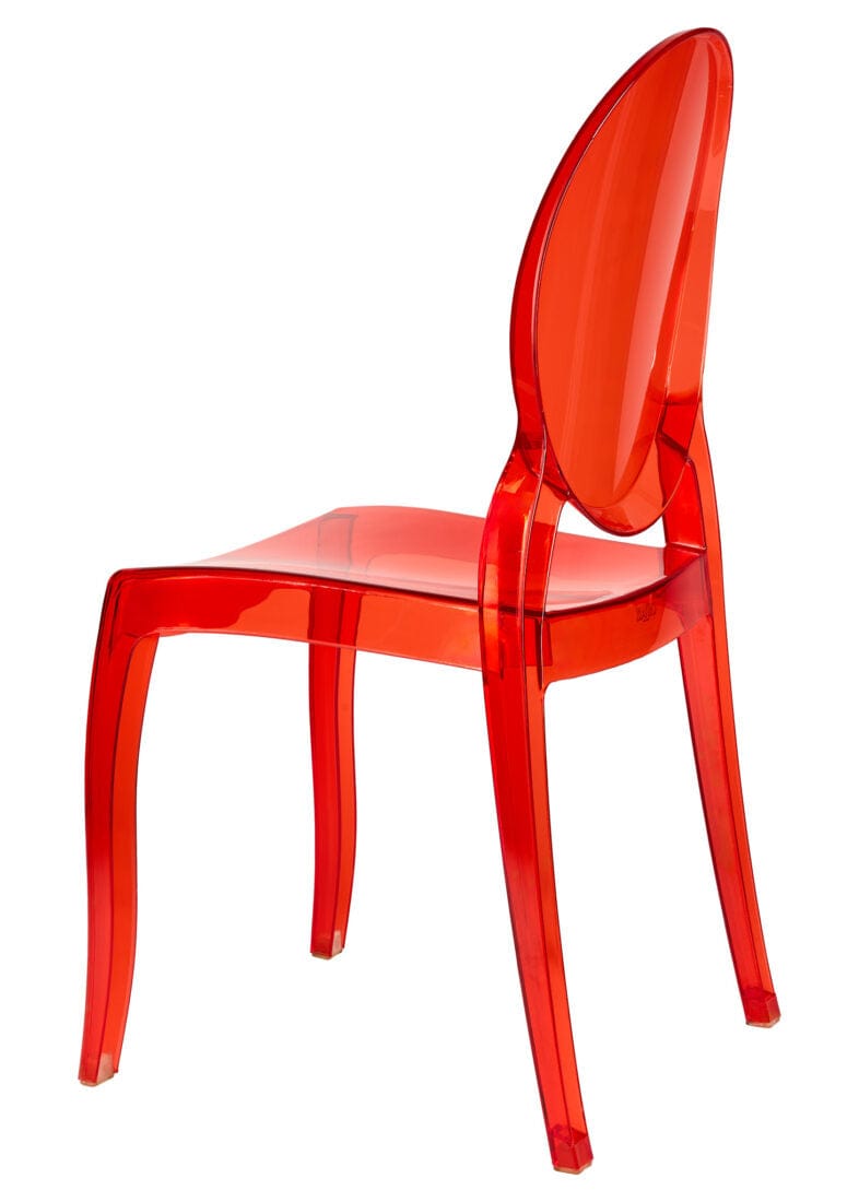 Chivari Red Clear Resin Oval Back Sophia Ghost Chair CGSRR-ZG-T