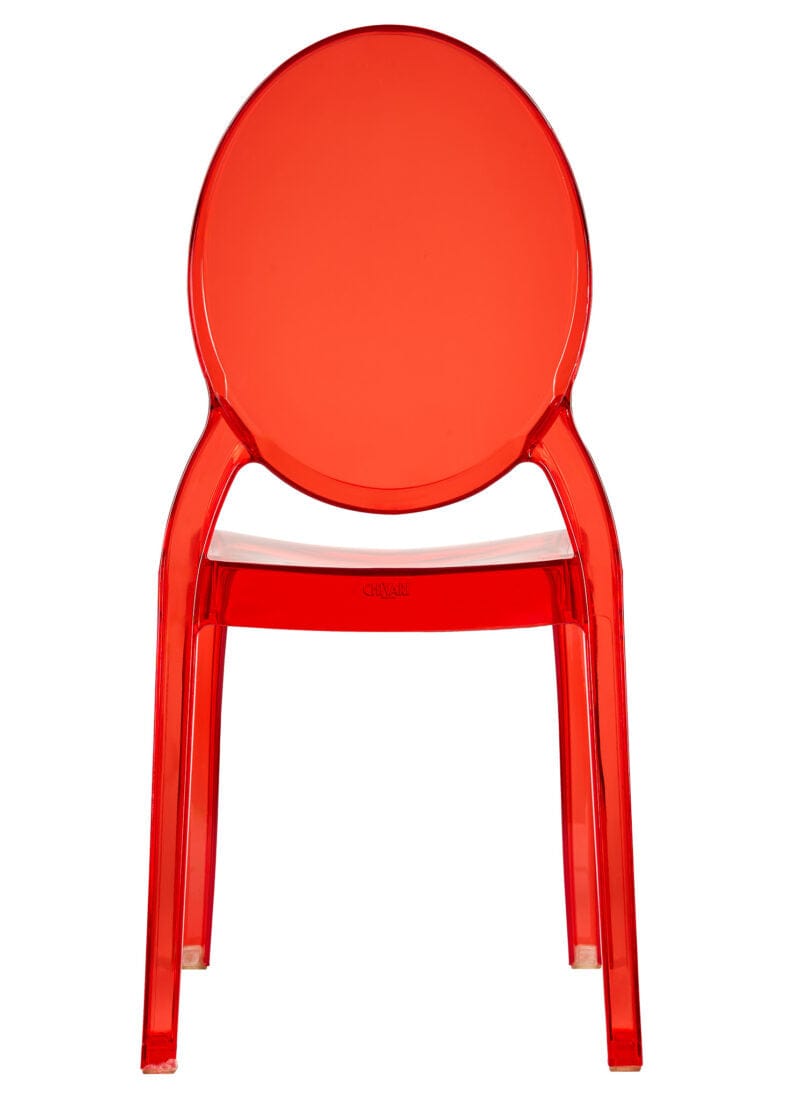 Chivari Red Clear Resin Oval Back Sophia Ghost Chair CGSRR-ZG-T