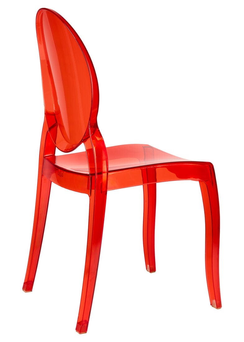 Chivari Red Clear Resin Oval Back Sophia Ghost Chair CGSRR-ZG-T