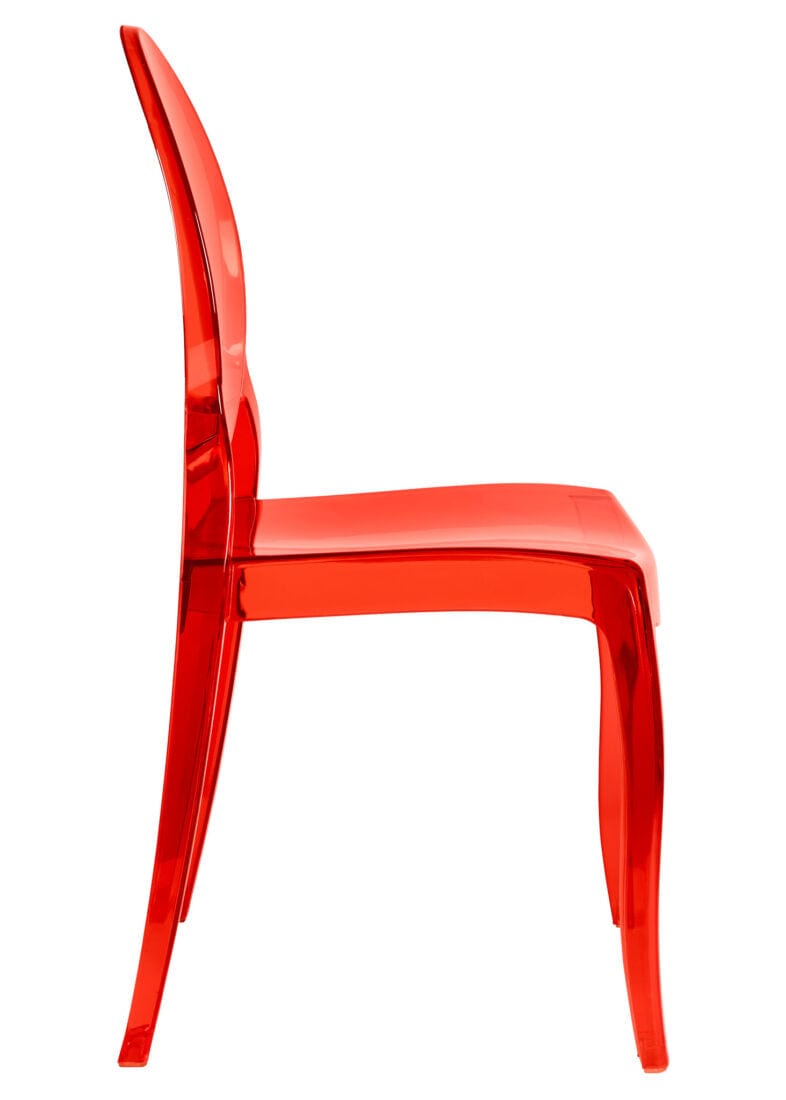 Chivari Red Clear Resin Oval Back Sophia Ghost Chair CGSRR-ZG-T
