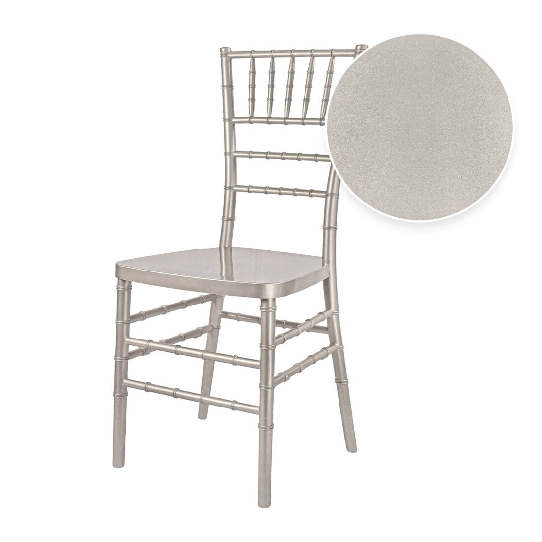 Chivari Sparkling Silver Champagne Resin Steel Skeleton™ Chiavari Chair CCRCHSSP-STEEL-AX-T