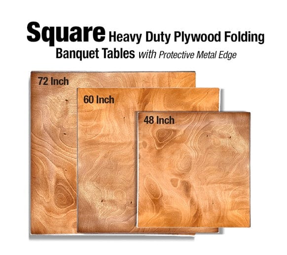 Chivari 72" x 72" (6 Foot) Square Heavy Duty Plywood Folding Table TPLYSQ72M-AX-T