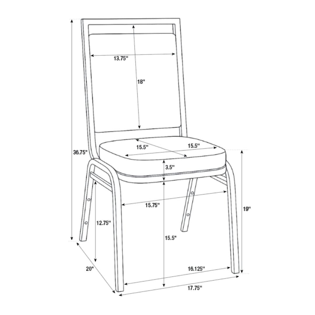 Chivari Black Vinyl on Black Steel Frame Square Back Banquet Chair CQSVB-ZF-T