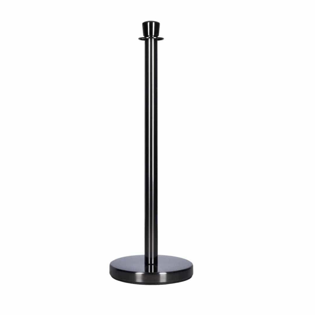 Chivari Black Polished Stanchion, Includes Weighted Base, Base Cover and Pole with Crown STANCHBLK-KT-AX