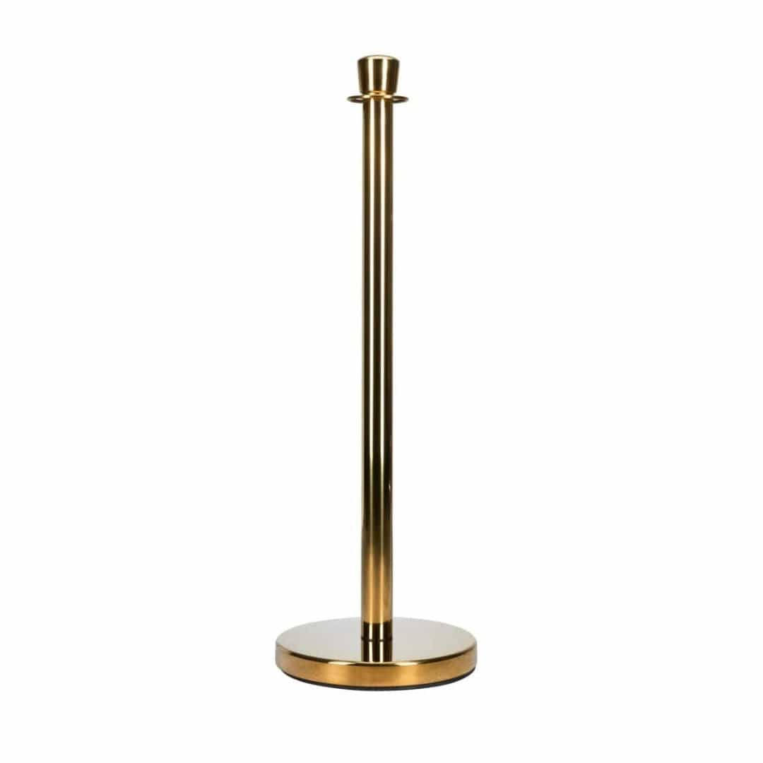 Chivari Gold Polished Stanchion, Includes Weighted Base, Base Cover and Pole with Crown STANCHGLD-KT-AX