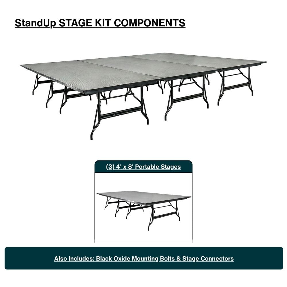 StandUp StandUp 8' x 12' Portable Stage with Square Corners STG-8x12RT-KT