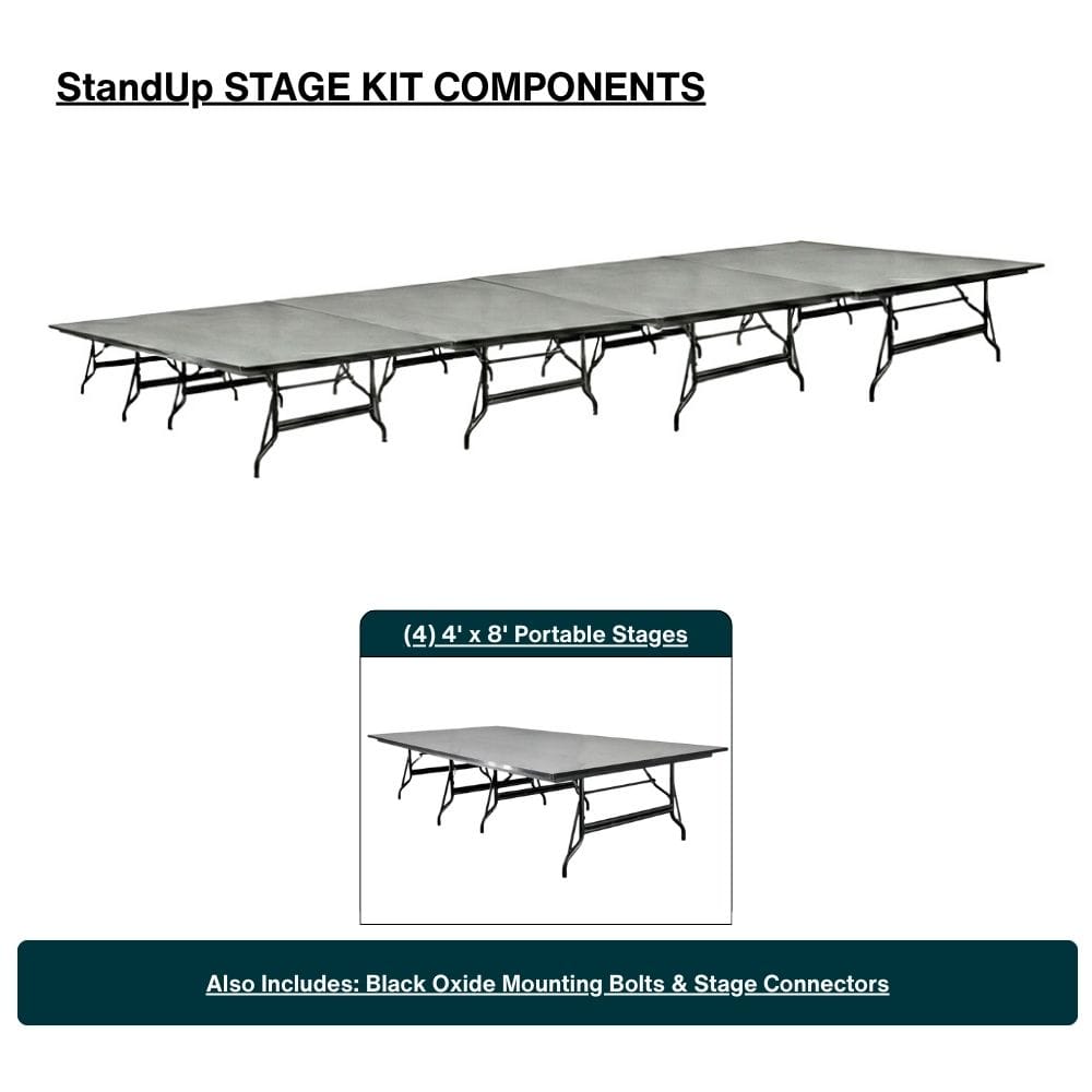StandUp StandUp 8' x 16' Portable Stage with Square Corners STG-8X16RT-KT