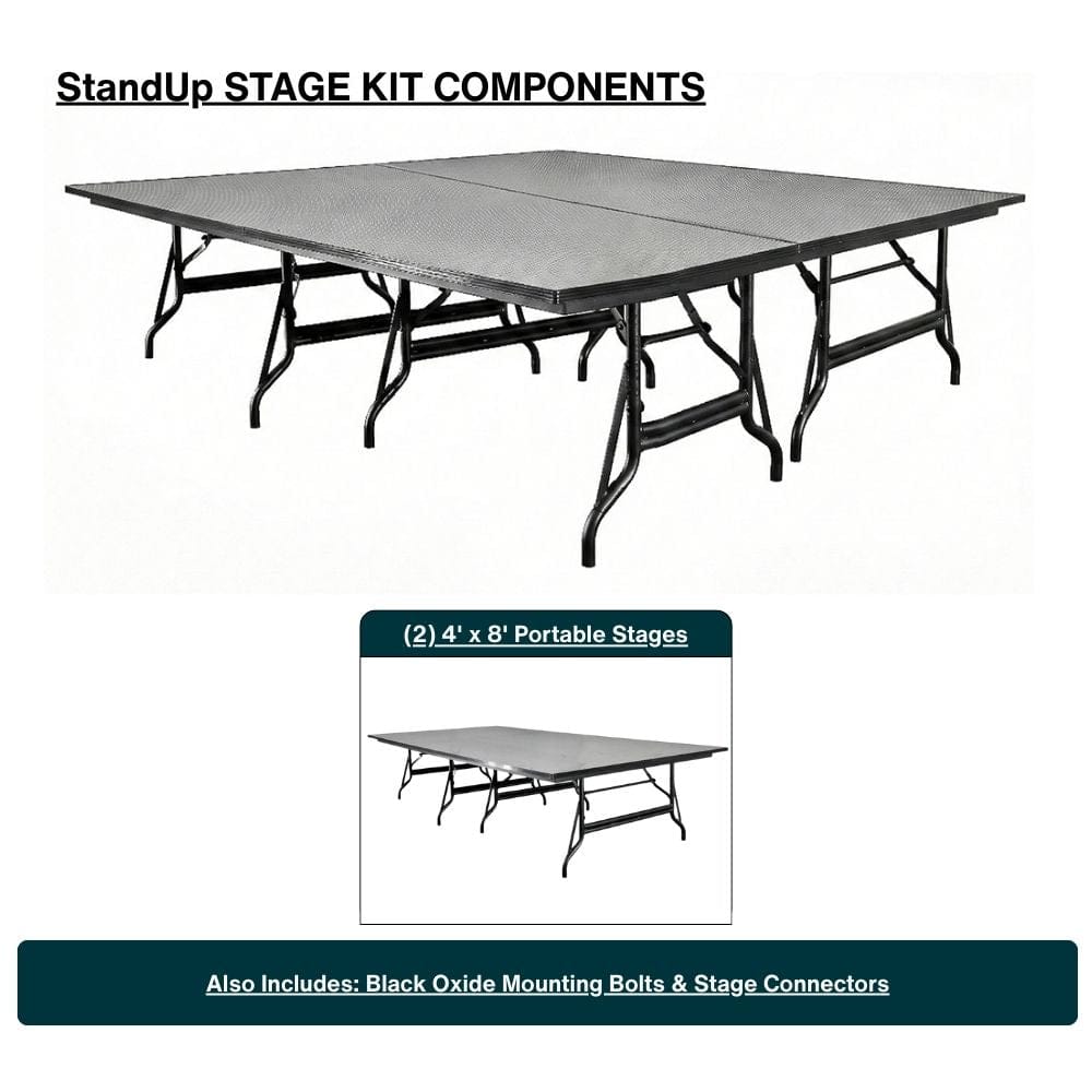 StandUp StandUp 8' x 8' Portable Stage with Square Corners STG-8x8RT-KT