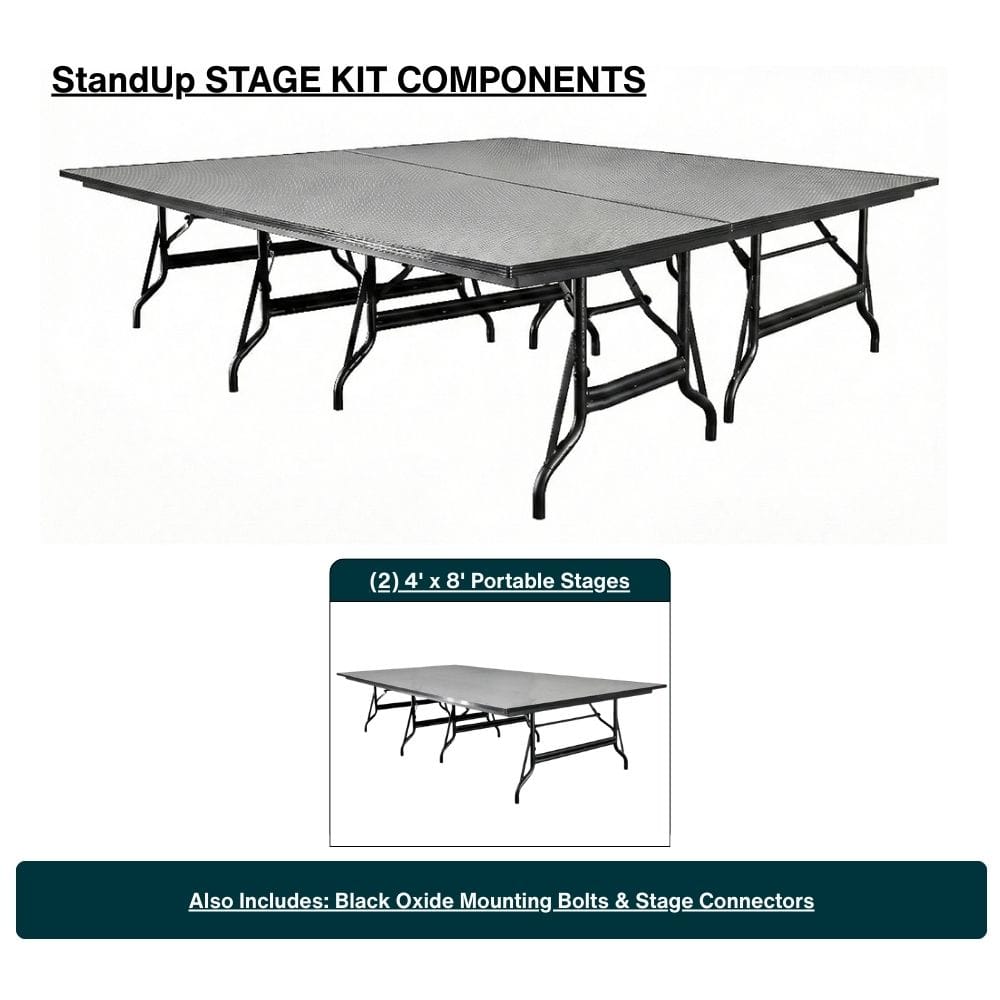 StandUp StandUp 8' x 8' Portable Stage with Square Corners STG-8x8RT-KT