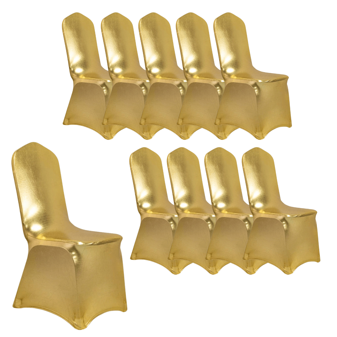 Chivari 10-Pack Metallic Gold Spandex Chair Cover 250gsm SX-SPANXCHA-MGLD-10