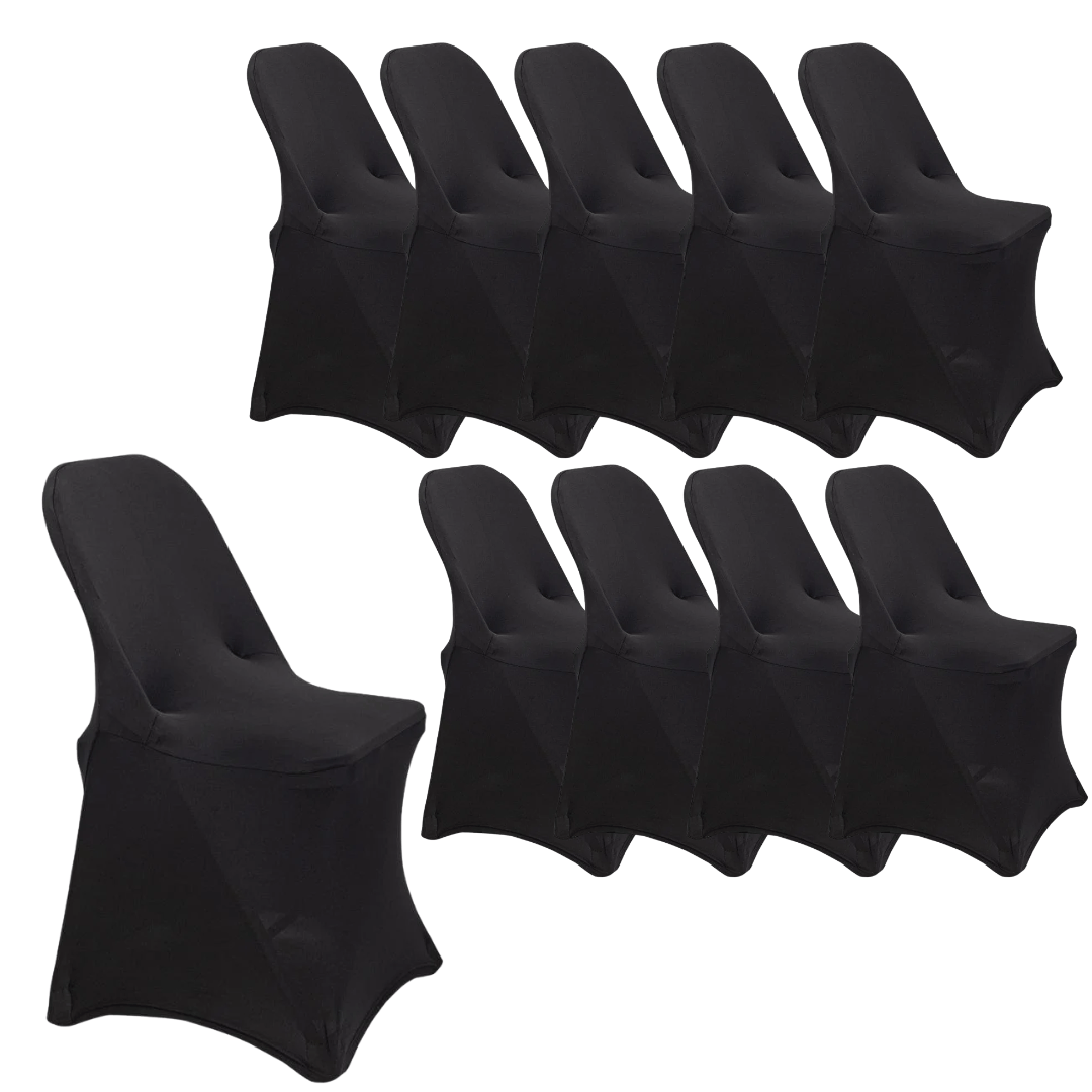 Chivari 10-Pack Black Spandex Folding Chair Cover 250gsm SX-SPANXFCH-BLK-10