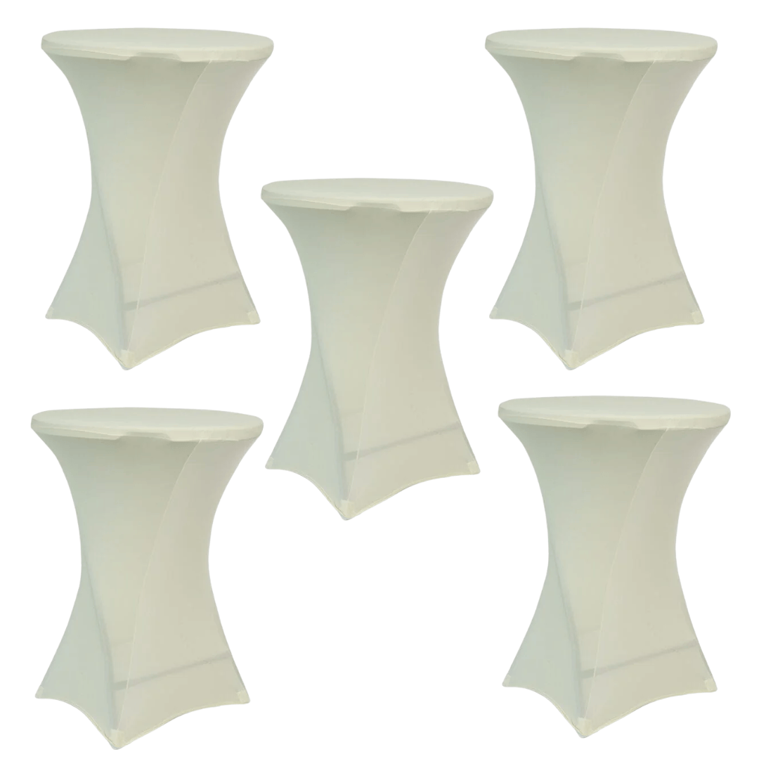 Chivari 5-Pack Ivory Spandex Cocktail Table Cover 250GSM 30/32" SX-SPANXTB-32IN-IVR-5
