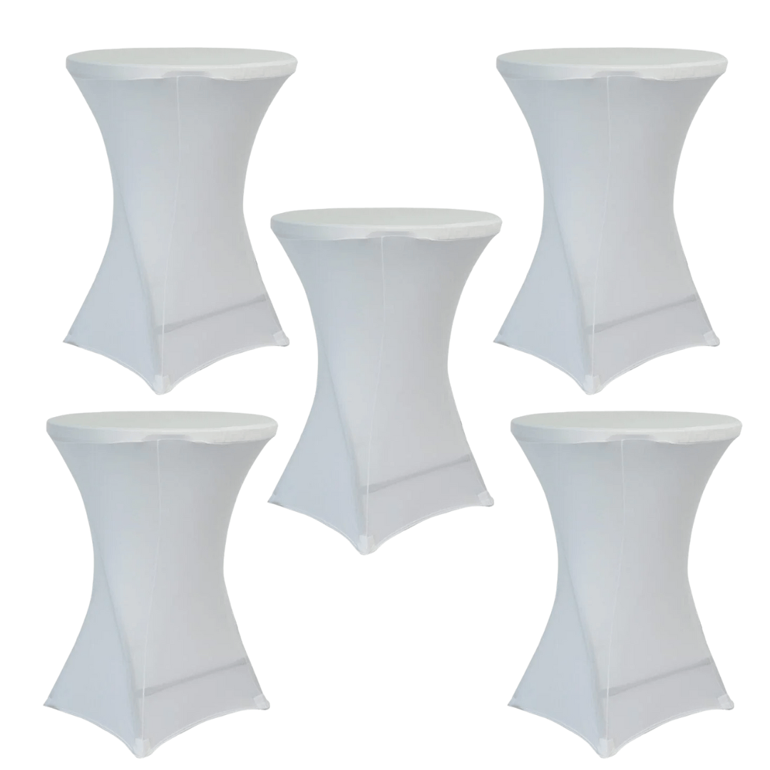 Chivari 5-Pack White Spandex Cocktail Table Cover 250gsm 30/32" SX-SPANXTB-32IN-WHT-5