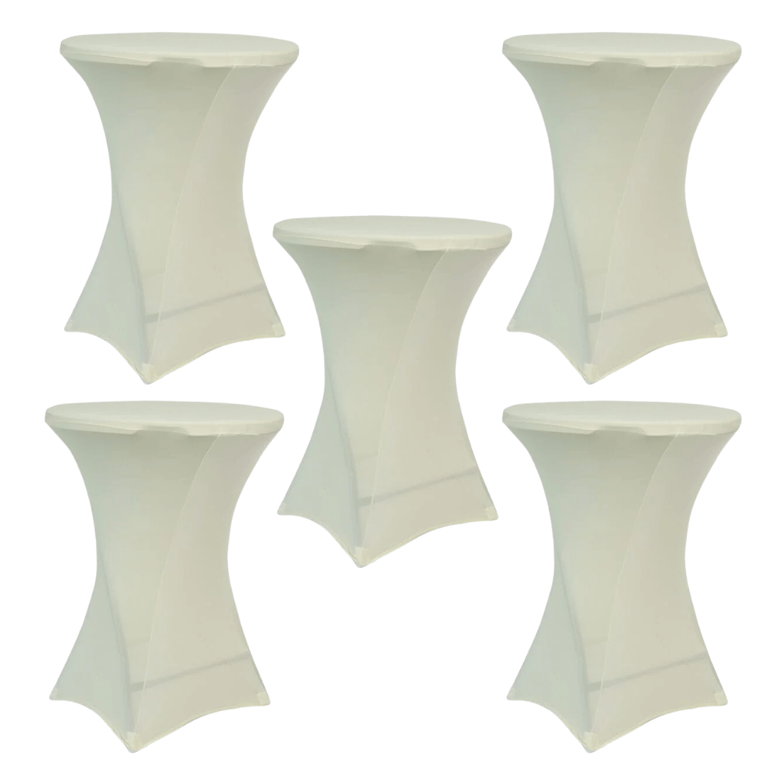 Chivari 5-Pack Ivory Spandex Cocktail Table Cover 250gsm 36