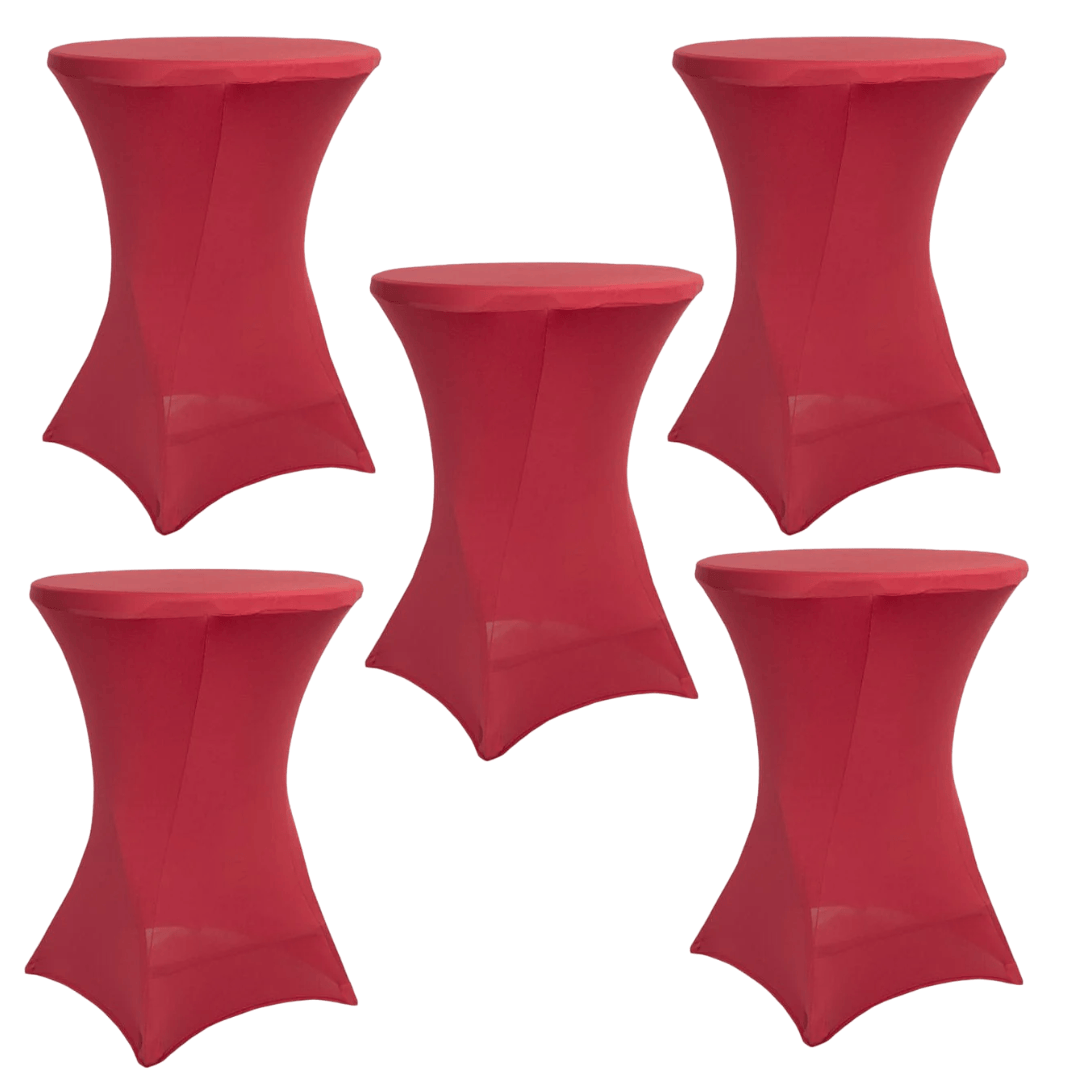 Chivari 5-Pack Red Spandex Cocktail Table Cover 250gsm 36