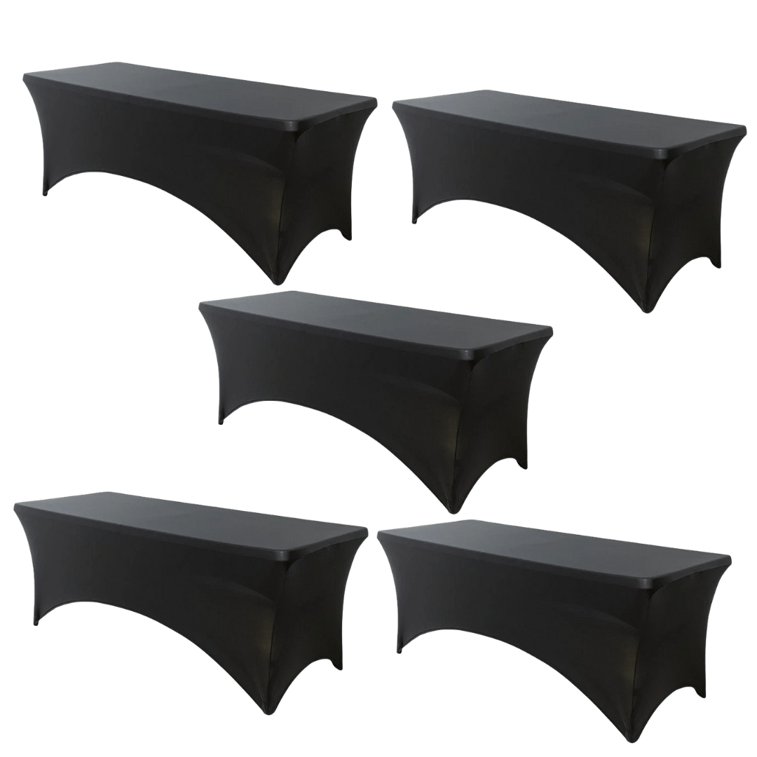 Chivari 5-Pack Black Spandex 250gsm 6 Foot Folding Table Cover SX-SPANXTB-6FT-BK-5