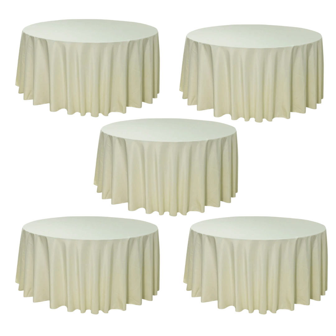 Chivari 5-Pack Ivory Round Polyester Tablecloth 190gsm 120" SX-TABLPOLY-120IN-IVR-5