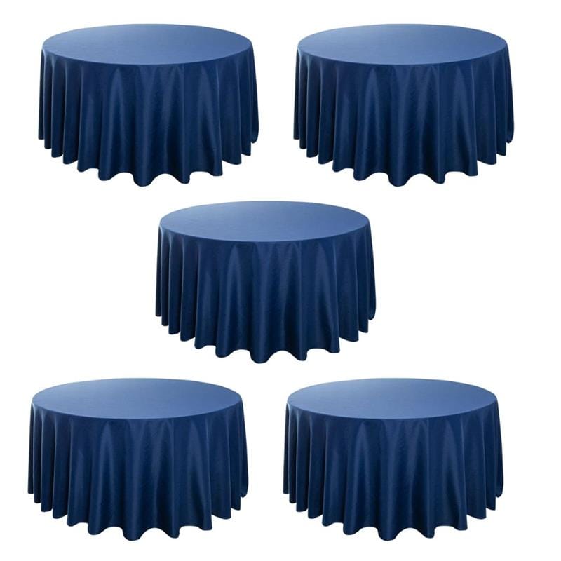 Chivari 5-Pack Navy Blue Round Polyester Tablecloth 190gsm 120