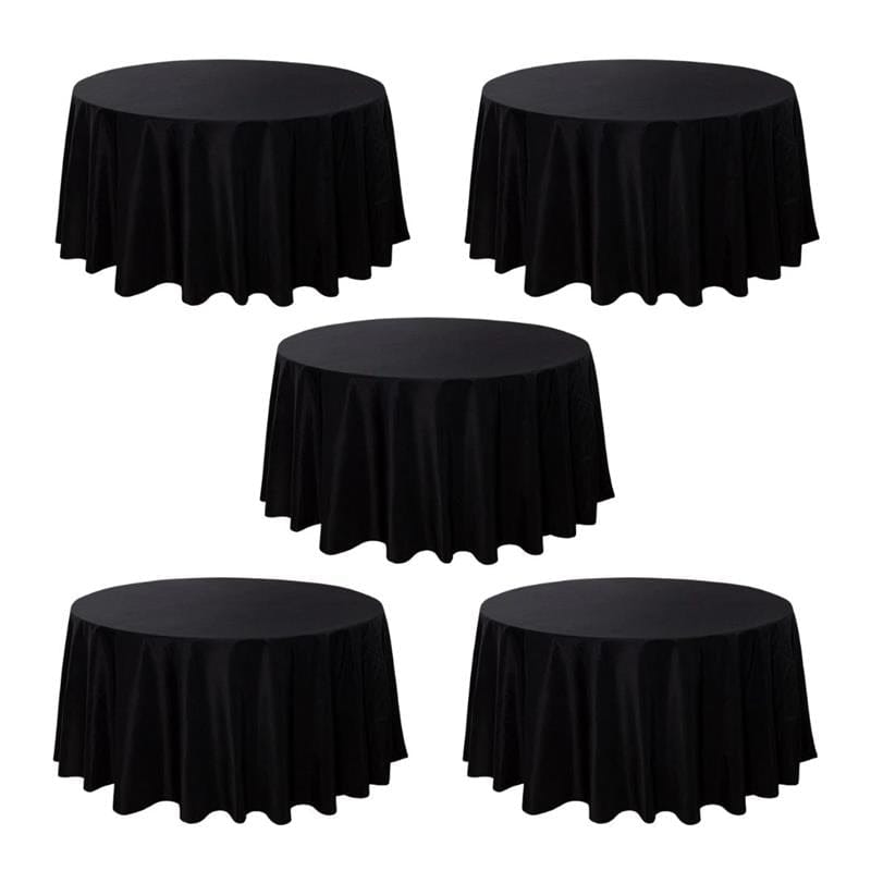 Chivari 5-Pack Black Round Polyester Tablecloth 190gsm 132