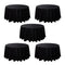 Chivari 5-Pack Black Round Polyester Tablecloth 190gsm 132" SX-TABLPOLY-132IN-BLK-5
