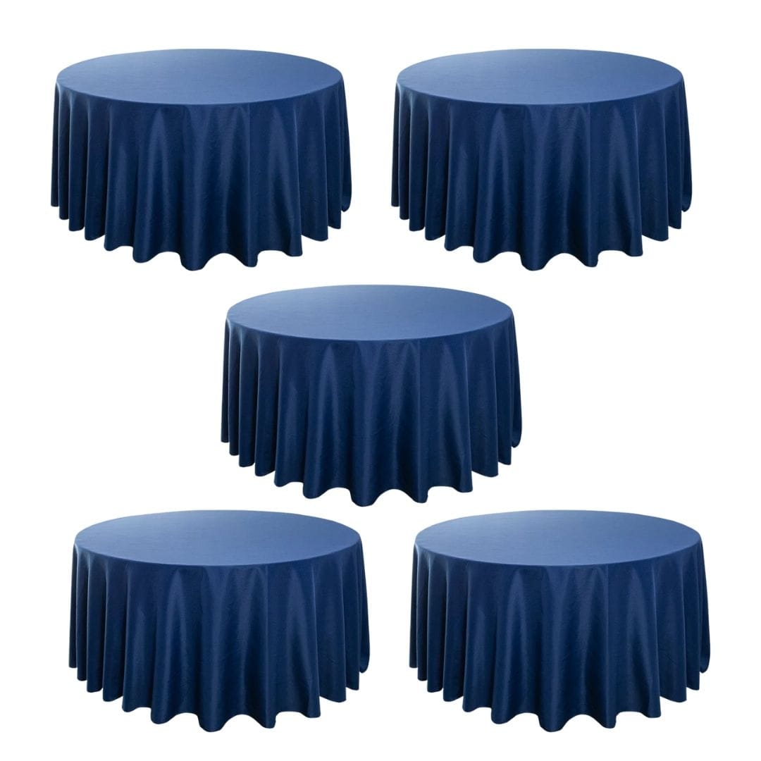 Chivari 5-Pack Navy Blue Round Polyester Tablecloth 190gsm 132