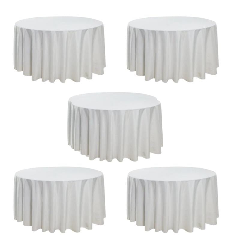Chivari 5-Pack White Round Polyester Tablecloth 190gsm 132