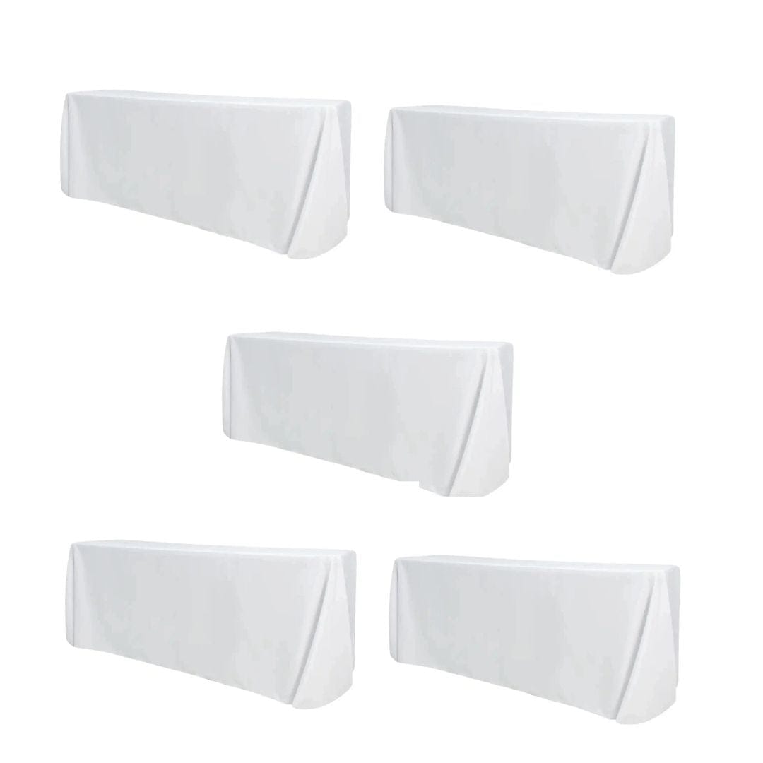 Chivari 5-Pack White Polyester Rectangle Tablecloth 190gsm 90" x 132" SX-TABLPOLY-90132-WHT-5