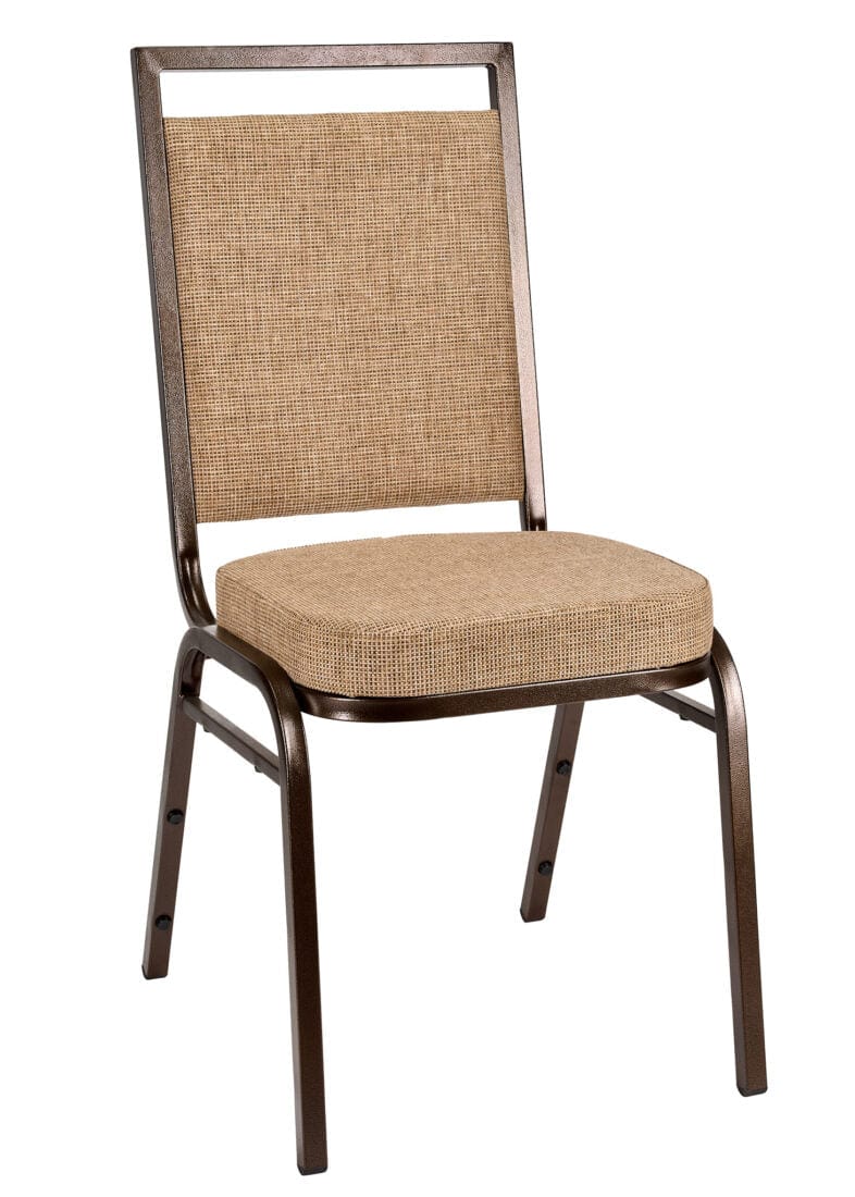 Chivari Tan Fabric on Copper Vein Frame Square Back Banquet Chair CQSFTN-ZF-T