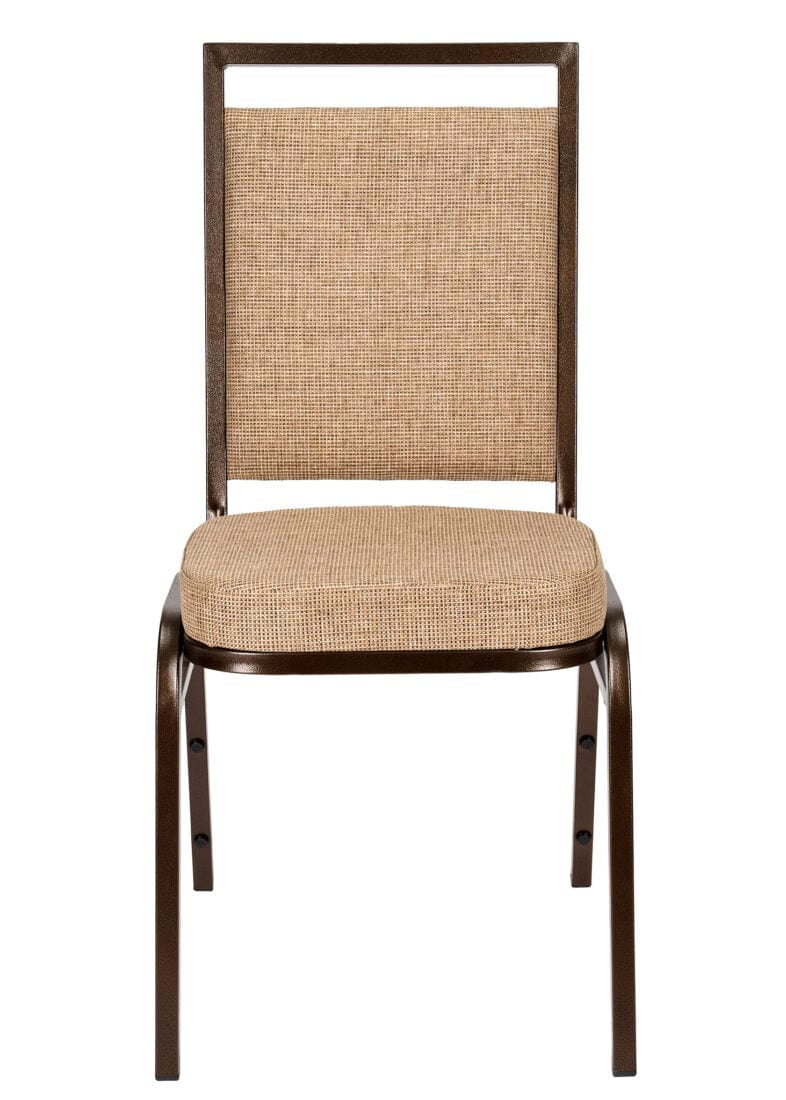 Chivari Tan Fabric on Copper Vein Frame Square Back Banquet Chair CQSFTN-ZF-T