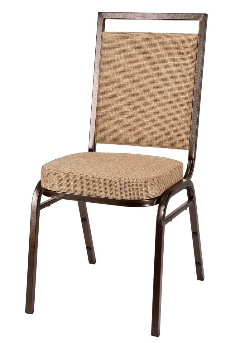 Chivari Tan Fabric on Copper Vein Frame Square Back Banquet Chair CQSFTN-ZF-T