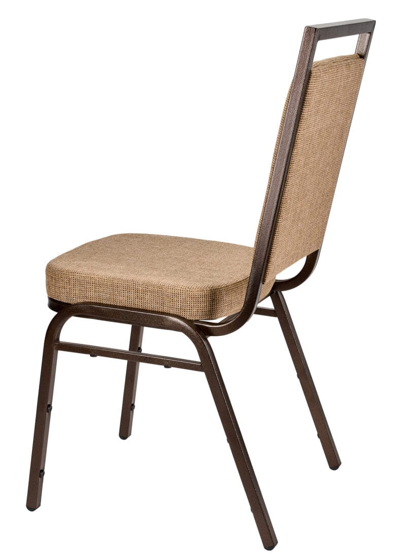 Chivari Tan Fabric on Copper Vein Frame Square Back Banquet Chair CQSFTN-ZF-T
