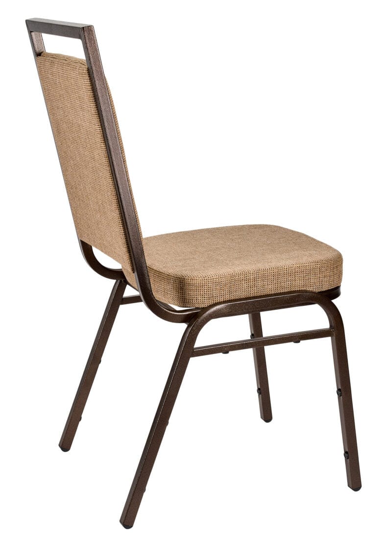 Chivari Tan Fabric on Copper Vein Frame Square Back Banquet Chair CQSFTN-ZF-T